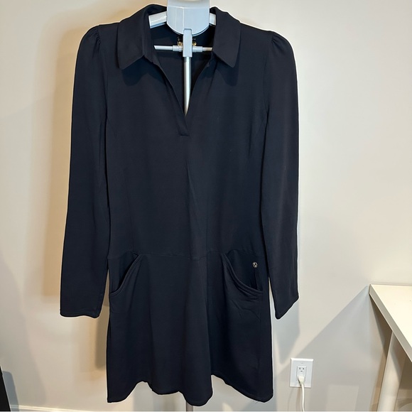 Lilly Pulitzer Dresses & Skirts - Lilly Pulitzer Luxletic Brickell Dress UPF 50+ Black Collared Pockets Size L